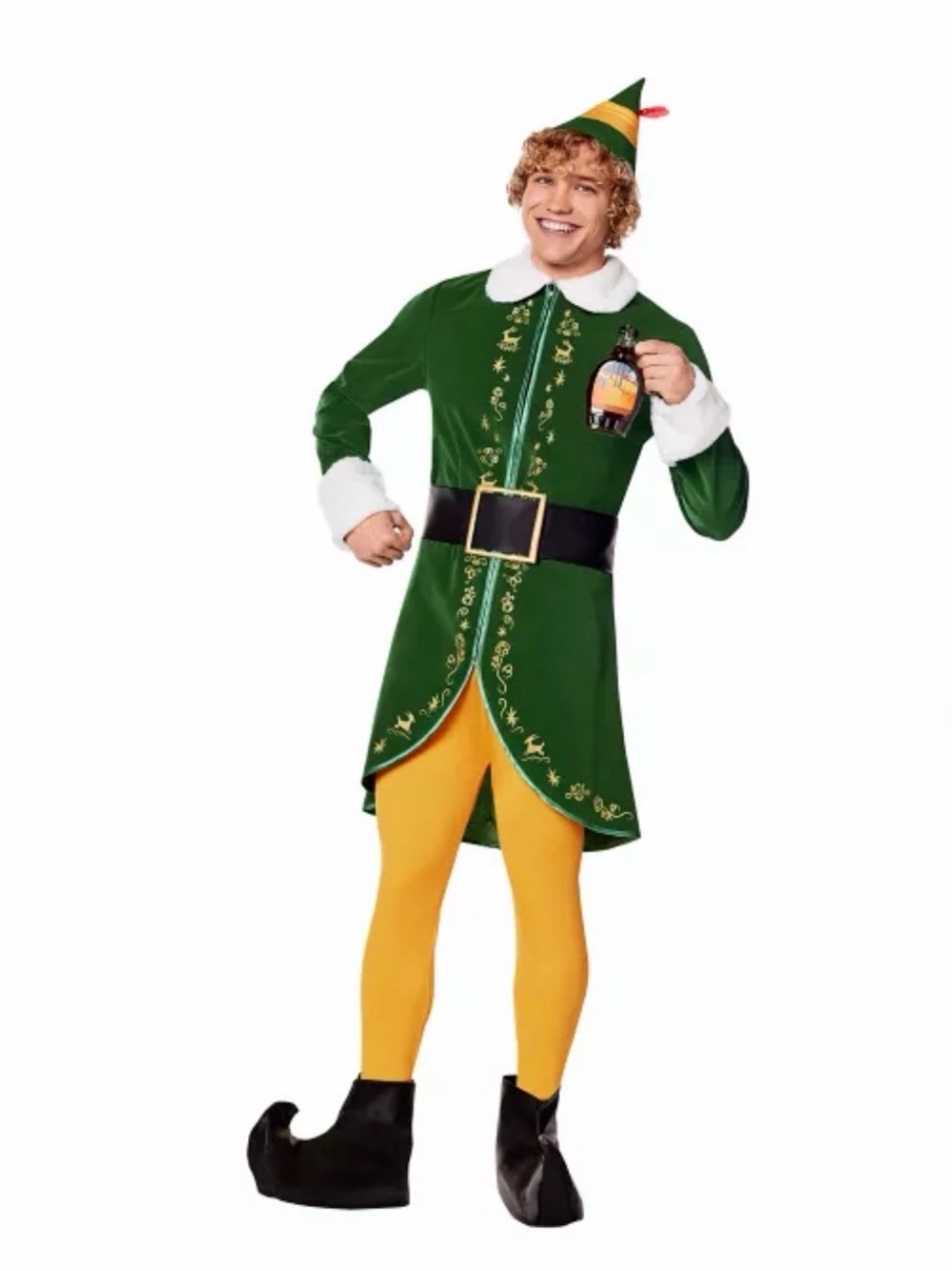 Amazon Green and Yellow Holiday Elf Costume for Men